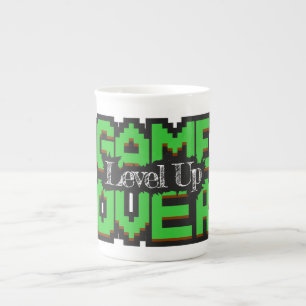 Caneca De Porcelana Fim de Jogo, Subir de Nível: Mundo de Jogos Retro