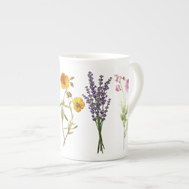 Caneca de Porcelana Fina - Flores Silvestres (Frente Esquerda)