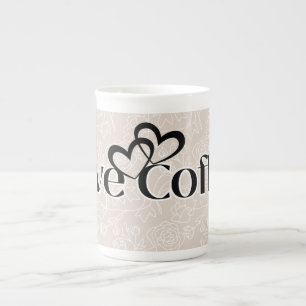 Caneca de porcelana fina 'Love Coffee' elegante
