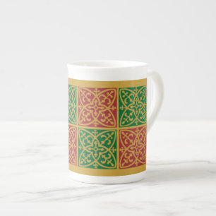 Caneca de Porcelana Fina Natalícia Vermelho Verde