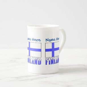 Caneca De Porcelana Finlandês Flag Blue Personalization