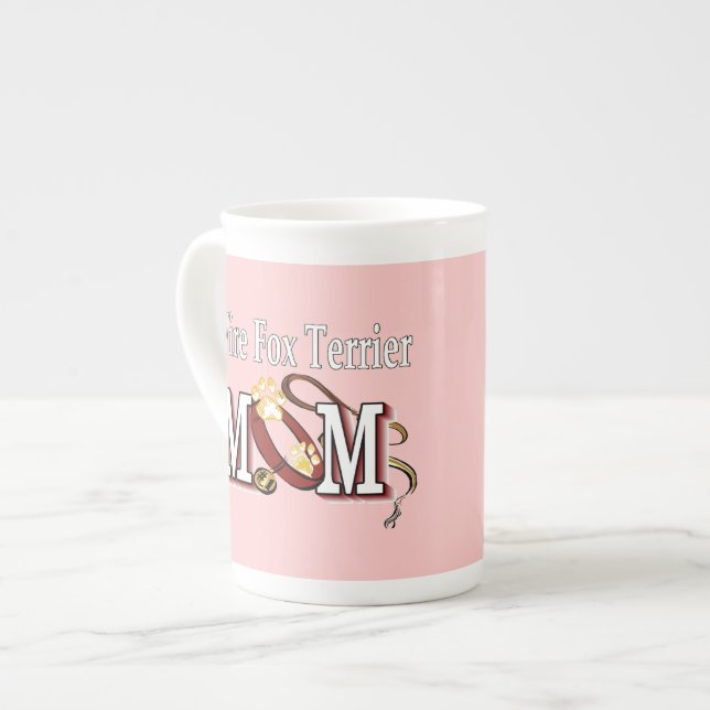 Caneca De Porcelana Fio Fox Terrier Mãe presentes (Frente Esquerda)