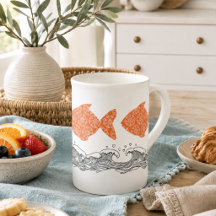 Caneca de porcelana Fish & Waves Costeira