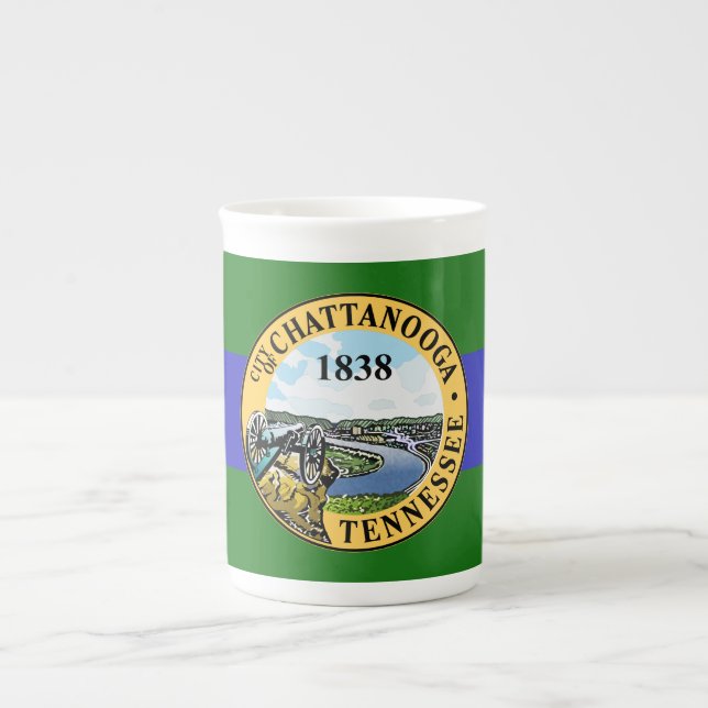 Caneca De Porcelana Flag of Chattanooga, Tennessee Bone China Mug (Frente)