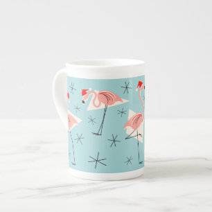 Caneca De Porcelana Flamingo Santas Blue bone china