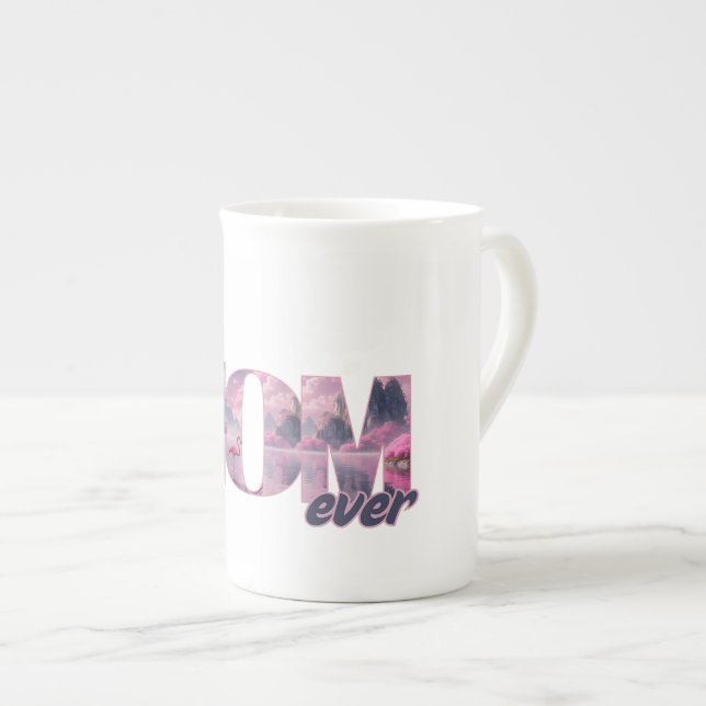 Caneca De Porcelana Flamingos in einer Traumwelt - best Mom ever (Frente Esquerda)