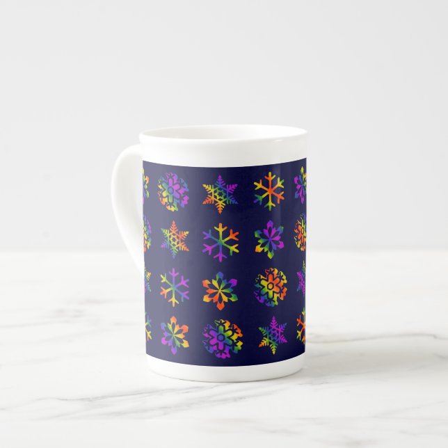 Caneca De Porcelana Flocos de neve de trippy (Frente Esquerda)