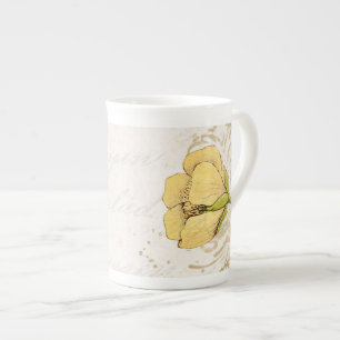 Caneca De Porcelana Flor Amarelo - Osso da China