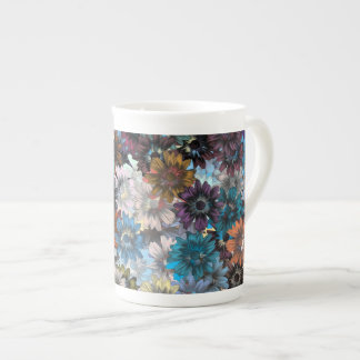 Caneca De Porcelana Flor azul e castanho