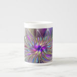 Caneca De Porcelana Flor de Arte Abstrato, Enérgica e Colorida<br><div class="desc">Uma flor de fantasia multicolorida e poderosa, uma arte floral fractal única. Design para a sua caneca de porcelana e muito mais.</div>