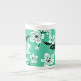 CANECA DE PORCELANA FLOR DE CEREJEIRA - SAKURA (HORTELÃ)