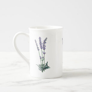 Caneca De Porcelana Flor de Lavanda Francesa Vintage Roxa