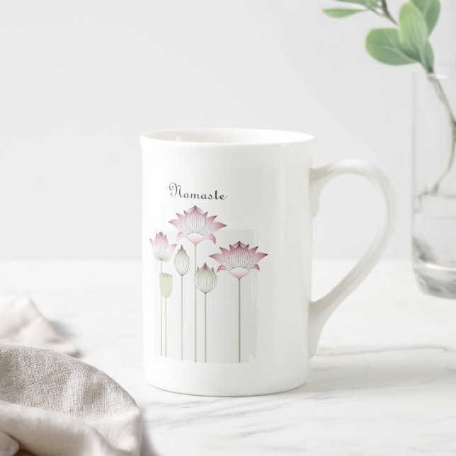 Caneca De Porcelana Flor de Lotus Moderno Simples Namaste (Criador carregado)