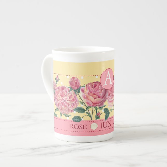 Caneca De Porcelana Flor de Nascimento e Bona Junho da China (Frente Esquerda)