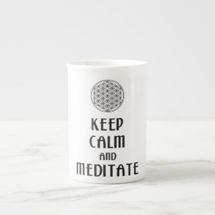 Caneca De Porcelana Flor de vida - MANTER CALM e MEDITATE