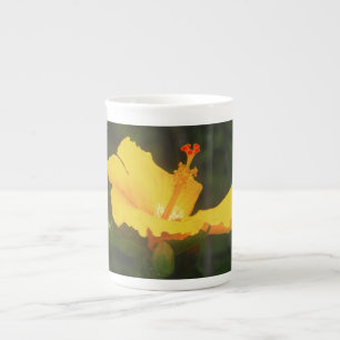 Caneca De Porcelana Flor Laranja Hibiscus