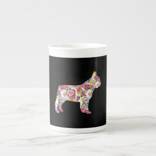 Caneca De Porcelana Flor Patterno francês Bulldog francês Lover Gift