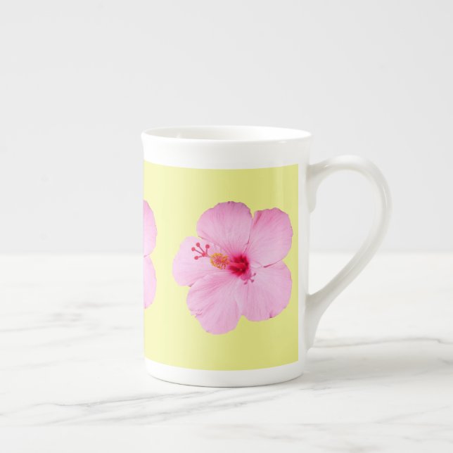 Caneca De Porcelana Flor Tropical de Hibiscus Rosa (Direita)