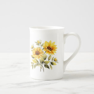 Caneca De Porcelana Floral