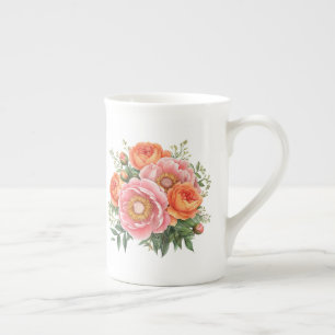 Caneca De Porcelana Floral