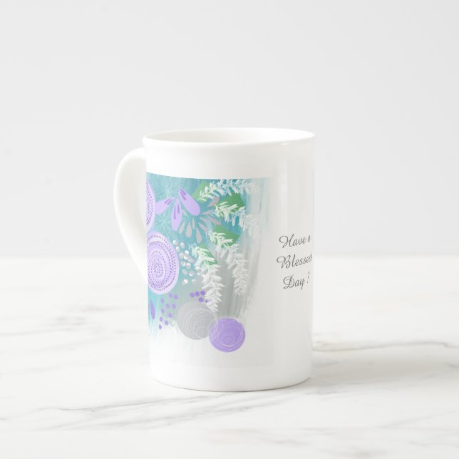 Caneca De Porcelana Floral Abstrato Moderno (Frente Esquerda)