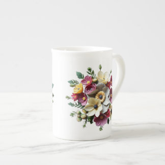 Caneca De Porcelana Floral Boquete 3D