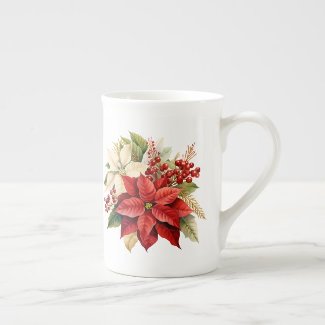 Caneca De Porcelana Floral de Feriado  (Direita)
