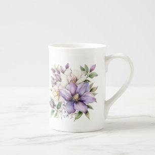 Caneca De Porcelana Floral Roxo