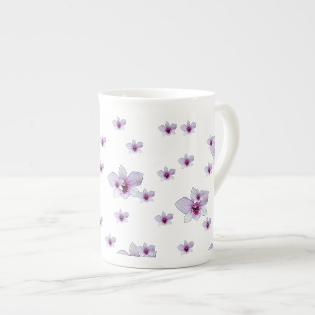 Caneca De Porcelana Floral Roxo (Frente Esquerda)