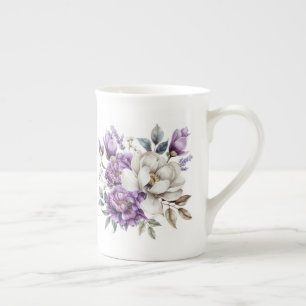 Caneca De Porcelana Floral Roxo