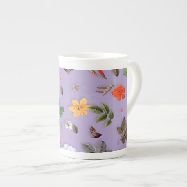Caneca De Porcelana Flores Amarelas e Rosas Brancas 21 (Frente Esquerda)