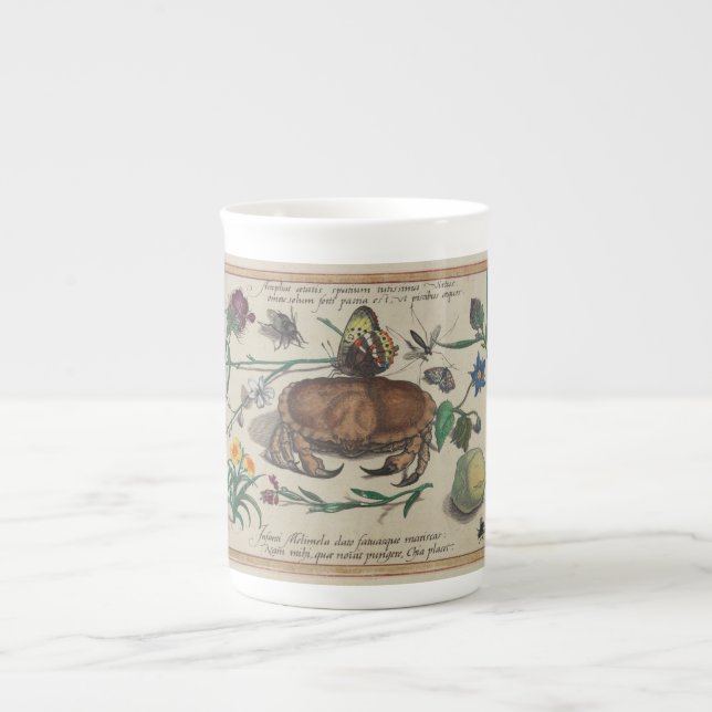 Caneca De Porcelana Flores antigas dos insetos de Joris Hoefnagel (Frente)