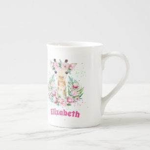 Caneca De Porcelana Flores Boho Giraffe Chamadas Garotas, Presentes Ad
