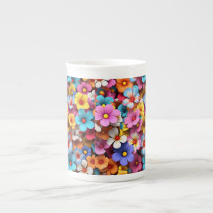 Caneca De Porcelana Flores Bonito Coloridas Padrão-20240