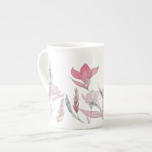 Caneca De Porcelana Flores de aquarela
