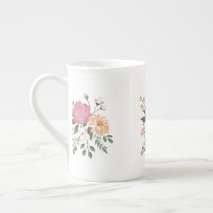 Caneca De Porcelana Flores de aquarela