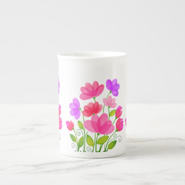 Caneca De Porcelana Flores de Aquarela Design-42704 (Frente)