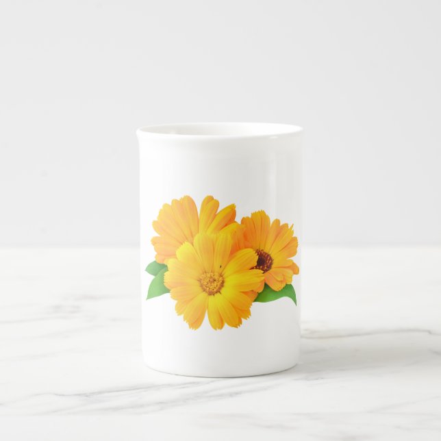 Caneca De Porcelana Flores de Calendário Organizadas (Frente)