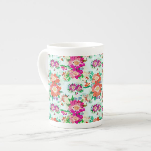 Caneca De Porcelana Flores de campo aquarela (Frente Esquerda)