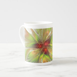 Caneca De Porcelana Flores de fantasia fractal suaves e tenra