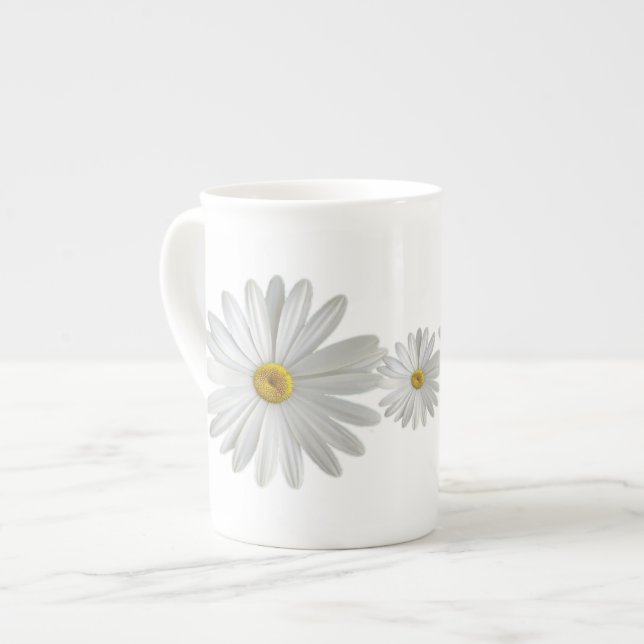 Caneca De Porcelana Flores de Marguerite Branca (Frente Esquerda)