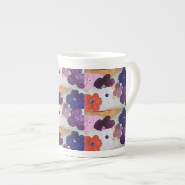 Caneca De Porcelana Flores de Mola Anemone (Frente Esquerda)