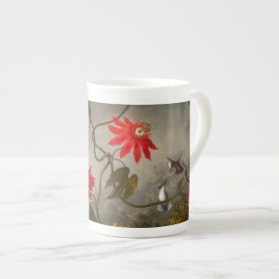 Caneca De Porcelana Flores de Paixão com Pássaros Hummingbird