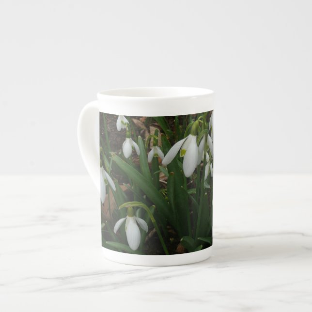 Caneca De Porcelana Flores de primavera Brancas I (Galanthus) (Frente Esquerda)