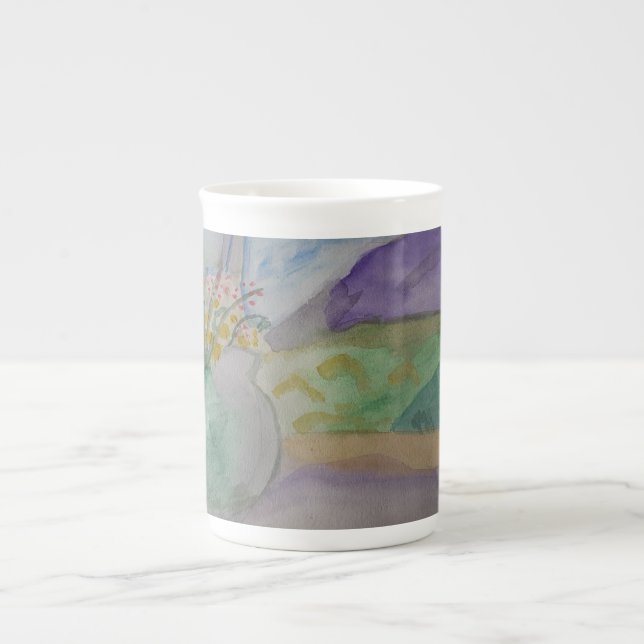 Caneca de Porcelana Flores No Parapeito (Frente)