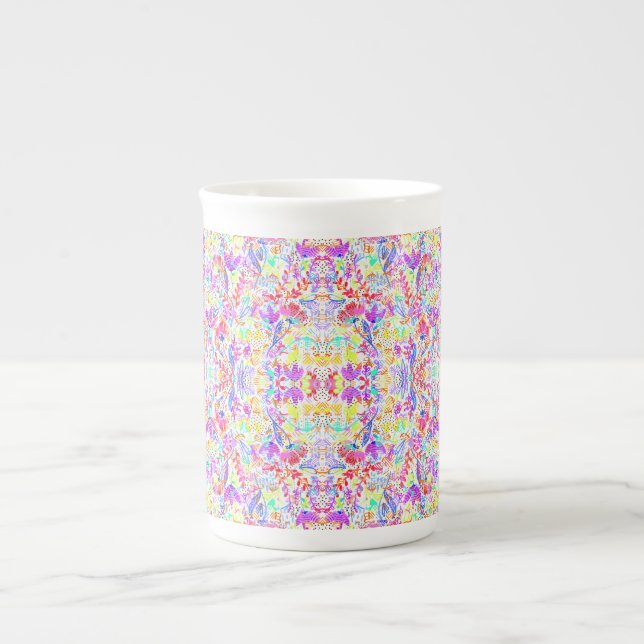 Caneca De Porcelana Flores pastéis abstratas (Frente)