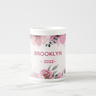 Caneca De Porcelana Flores Rosa Modernas