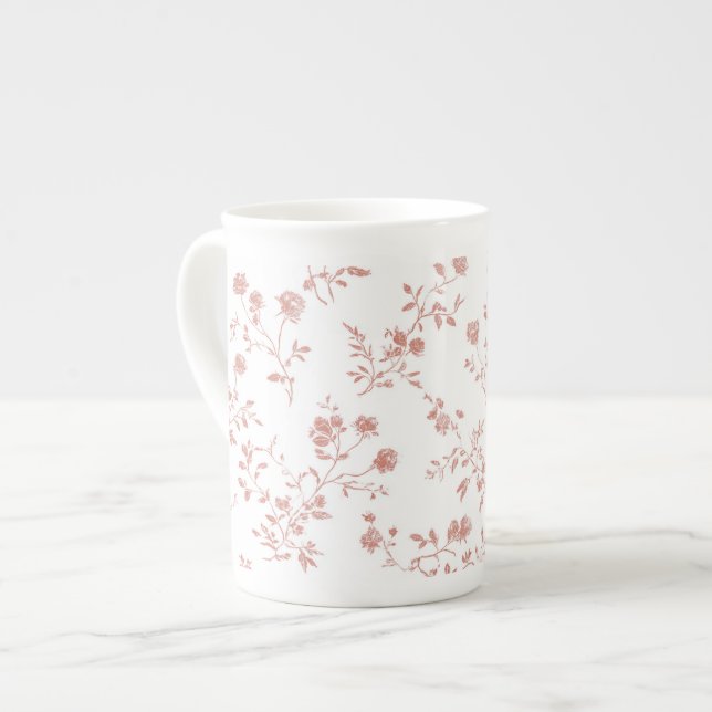 Caneca De Porcelana Flores Rosas Bonitas (Frente Esquerda)