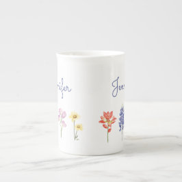 Caneca De Porcelana Flores Selvagens do Texas - Escova-da-índia, Blueb