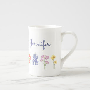 Caneca De Porcelana Flores Selvagens do Texas - Escova-da-índia, Blueb